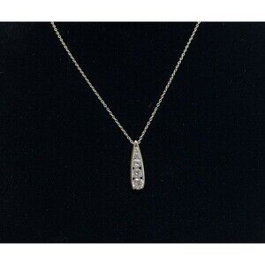 Sterling Silver 925 CZ Drop Necklace Journey Pendant Dainty Silver 18”